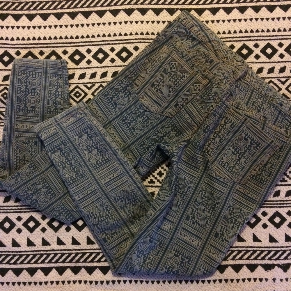 Free People printed denim jeans